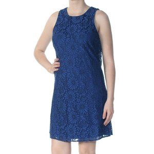 Tommy Hilfiger Midi Dress 14 Blue Floral Overlay